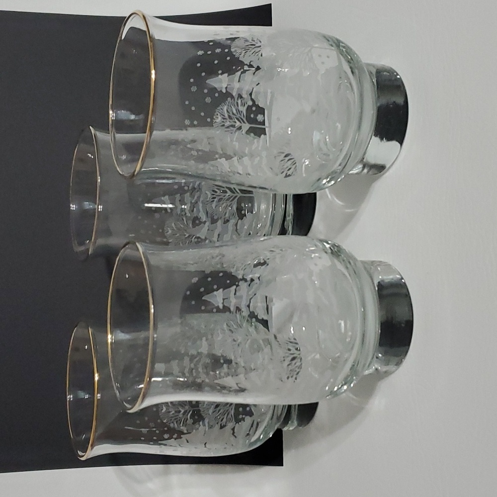 Libby Winter Wonderland Gold Rimmed Tumblers Arbys Promotion Etched Christmas